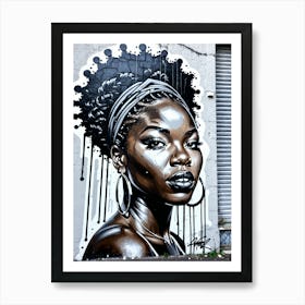 Graffiti Mural Of Beautiful Black Woman 325 Art Print