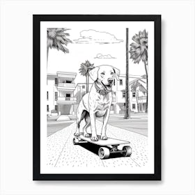 Dalmatian Dog Skateboarding Line Art 4 Art Print