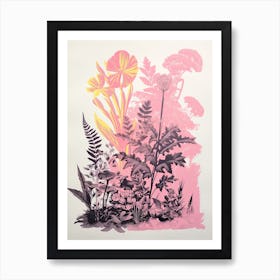 Colourful Botanical Risograph Style 38 Art Print