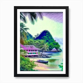 Chumphon Thailand Soft Colours Tropical Destination Poster