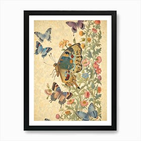 Butterflies And Flowers Art Print