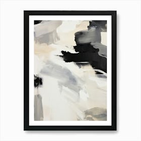 Abstract Brush Strokes Black White Neutrals 1 Art Print