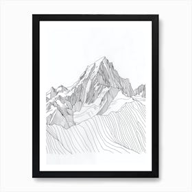 Mount Logan Canada Line Drawing 1 Art Print