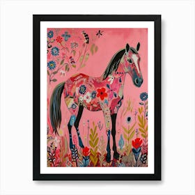 Floral Animal Painting Horse 1 Art Print