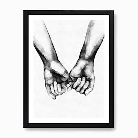 Two Hands Holding Each Other Art Print