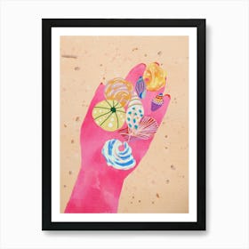 Hand Holding Seashells Art Print