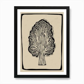 Tree Linocut Style Art Print