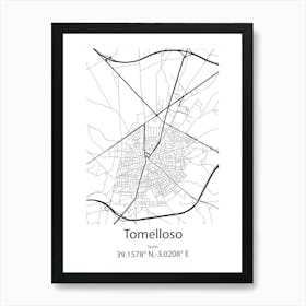 Tomelloso,Spain Minimalist Map Art Print