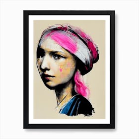 The Girl With The Pearl Earring Graffiti Street Art 4 Art Print