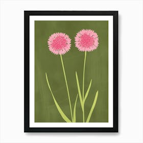 Pink & Green Cornflower 2 Art Print