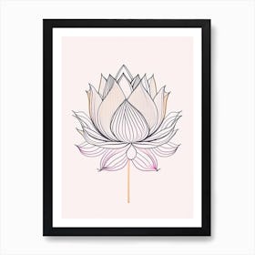 Lotus Flower Pattern Minimal Line Drawing 2 Art Print