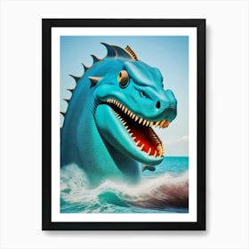 Blue Sea Monster 4 Art Print
