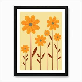 Flowers On A Yellow Background Art Print