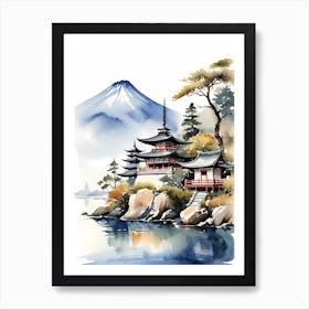Japanese Landscape Watercolor Painting (12) 1 Art Print