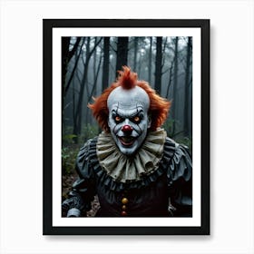 The Harbinger Clown in the Woods Spooky Clown Art Print