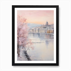 Dreamy Winter Painting Geneva Switzerland 1 Art Print