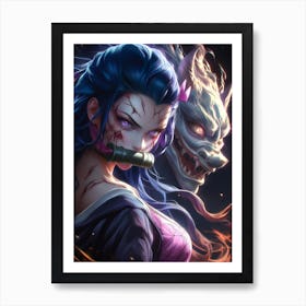 Anime Nezuko With A Demon Art Print