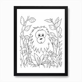 Line Art Jungle Animal Sumatran Orangutan 3 Art Print