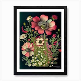 Cosmos 2 Floral Botanical Vintage Poster Flower Art Print