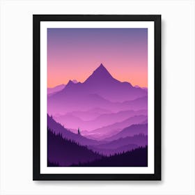 Misty Mountains Vertical Composition In Purple Tone 60 Art Print