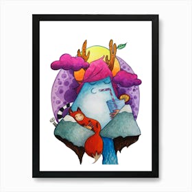 Happy mountain Art Print