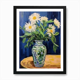 Flowers In A Vase Still Life Painting Asters 1 Art Print