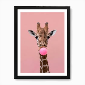 Giraffe Chewing Gum Canvas Print 2 Art Print