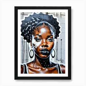 Graffiti Mural Of Beautiful Black Woman 344 Art Print