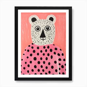 Pink Polka Dot Lemur Art Print