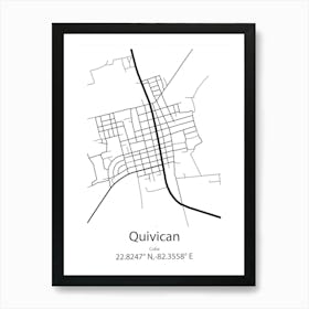 Quivican,Cuba Minimalist Map Art Print