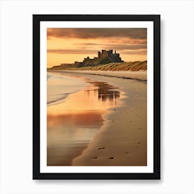 Bamburgh Beach Northumberland At Sunset 1 Art Print