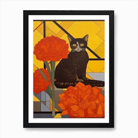 Marigold With A Cat 2 Abstract Expressionist Art Print