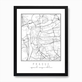 Prague Czech Republic Street Map Art Print