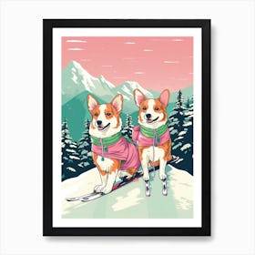 Ski Hill Dogs 1 Art Print