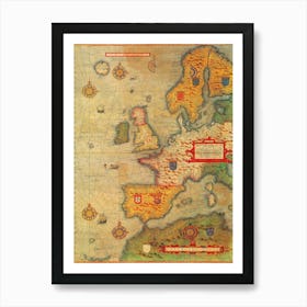 Map Of Europe — retro map, vintage map print 1 Art Print