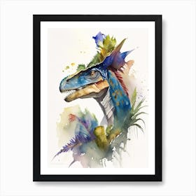 Dilophosaurus 1 Watercolour Dinosaur Art Print