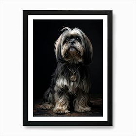 Lhasa Apso Dog Advanced Age Predominantly Black With Touches Of White On Muzzle And Ears Decaying (1) Art Print