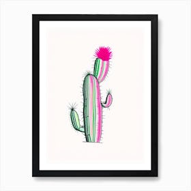 Fishhook Cactus Minimal Line Drawing 1 Art Print