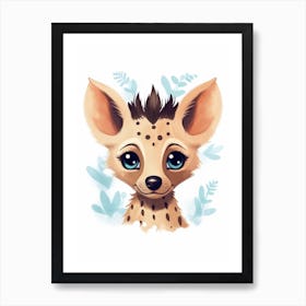 Watercolour Jungle Animal Baby Hyena 2 Art Print