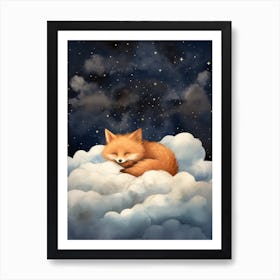 Baby Fox 3 Sleeping In The Clouds Art Print