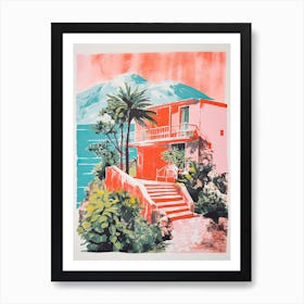 A House In Capri, Abstract Risograph Style 1 Art Print