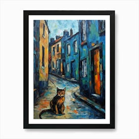 Painting Of Edinburgh Scotland With A Cat In The Style Of Impressionism 1 Art Print