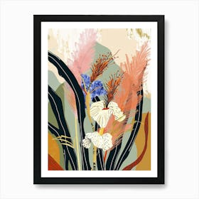 Colourful Flower Illustration Fountain Grass 2 Art Print