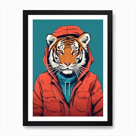 Tiger Illustrations Wearing A Windbreaker 1 Art Print