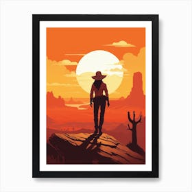 Sunset Cowgirl Art Print