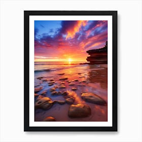 Freshwater Beach Australia At Sunset Vibrant Painting 1 Art Print