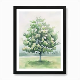 Pear Tree Atmospheric Watercolour Painting 4 Art Print