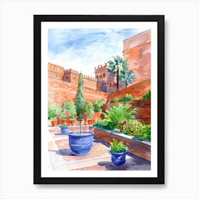 Watercolor Garden In Morocco Art Print