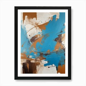 Abstract Painting In Dark Blue Brown White Colors Art Print