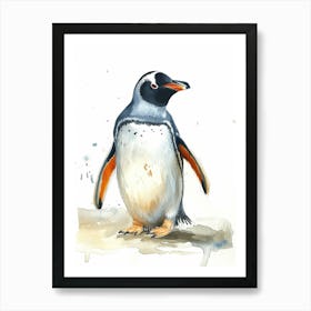 Humboldt Penguin Zavodovski Island Watercolour Painting 1 Art Print